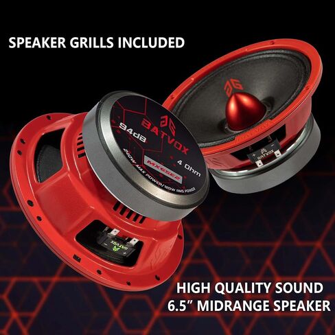 MX40P1 Loudspeaker 4 Inch Midrange 120 Watts 4 Ohms Red Dust Cap, Premium Quality Audio Door Speakers for Car or Truck Stereo Sound System, Black (2 Speakers) in Saudi Arabia