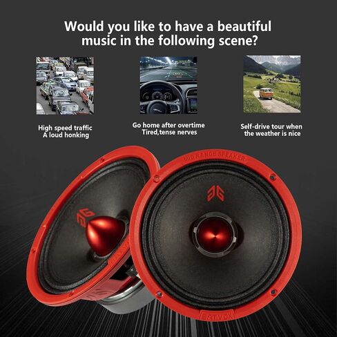 MX40P1 Loudspeaker 4 Inch Midrange 120 Watts 4 Ohms Red Dust Cap, Premium Quality Audio Door Speakers for Car or Truck Stereo Sound System, Black (2 Speakers) in Saudi Arabia