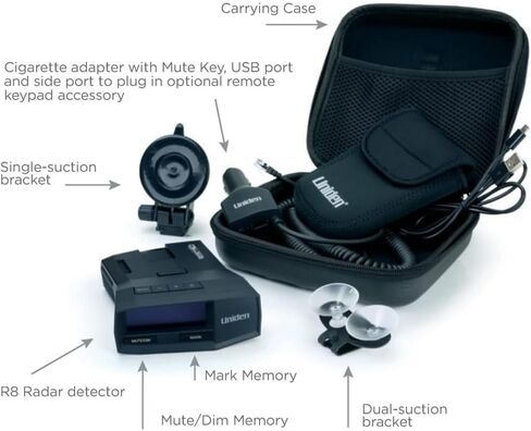 حزمة كاشف الرادار/الليزر طويلة المدى Uniden R8 مع حزمة حماية محسنة CPS لمدة عامين in Kuwait