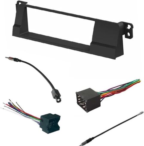 ASC Car Stereo Install Dash Kit Wire Harness ومحول هوائي لتركيب راديو واحد من Din Aftermarket لسنة 1999 2000 2001 2002 2003 2004 2005 BMW E46 318 323 325 328 330 in Saudi Arabia