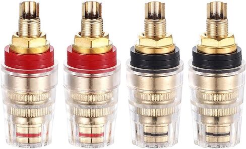Facmogu 2 Pairs Mini 5-Way Binding Post Banana Plugs, 4mm Jack, Long | 24K Gold Plated Solid Brass Insulated Connectors, 4mm Banana Plug Jacks for Hi-Fi Speaker, DIY Audio Amplifier & Home Theater in Saudi Arabia