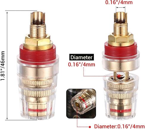 Facmogu 2 Pairs Mini 5-Way Binding Post Banana Plugs, 4mm Jack, Long | 24K Gold Plated Solid Brass Insulated Connectors, 4mm Banana Plug Jacks for Hi-Fi Speaker, DIY Audio Amplifier & Home Theater in Saudi Arabia