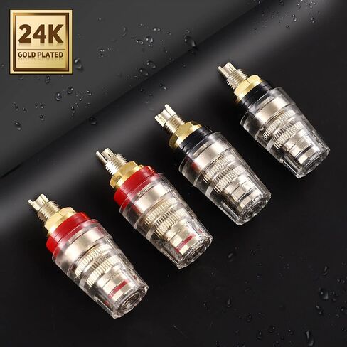 Facmogu 2 Pairs Mini 5-Way Binding Post Banana Plugs, 4mm Jack, Long | 24K Gold Plated Solid Brass Insulated Connectors, 4mm Banana Plug Jacks for Hi-Fi Speaker, DIY Audio Amplifier & Home Theater in Saudi Arabia