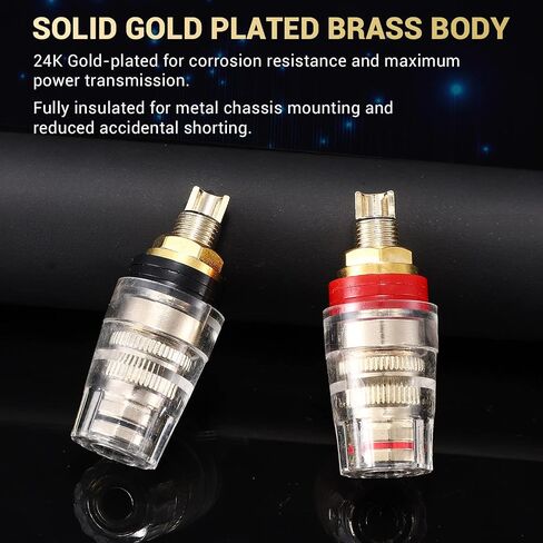 Facmogu 2 Pairs Mini 5-Way Binding Post Banana Plugs, 4mm Jack, Long | 24K Gold Plated Solid Brass Insulated Connectors, 4mm Banana Plug Jacks for Hi-Fi Speaker, DIY Audio Amplifier & Home Theater in Saudi Arabia