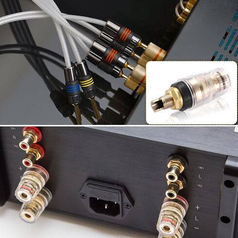 Facmogu 2 Pairs Mini 5-Way Binding Post Banana Plugs, 4mm Jack, Long | 24K Gold Plated Solid Brass Insulated Connectors, 4mm Banana Plug Jacks for Hi-Fi Speaker, DIY Audio Amplifier & Home Theater in Saudi Arabia