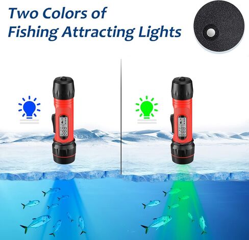 Handheld Sonar Depth Finder, AdaLov Portable Ice Fish Finder with Temperature, Depth Sonar Transducer Fishing Finder LCD Display Handheld Waterproof Fish Detecto, 300 Feet in Kuwait