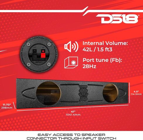 DS18 ENS-JGL28 Subwoofer Enclosure Compatible with Jeep Gladiator 2X 8 Double Ported Vented Box - Underseat Premium Subwoofer Box MDF (Medium Density Fiberboard) Material - Subwoofers not Included in Saudi Arabia