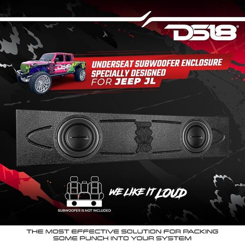 DS18 ENS-JGL28 Subwoofer Enclosure Compatible with Jeep Gladiator 2X 8 Double Ported Vented Box - Underseat Premium Subwoofer Box MDF (Medium Density Fiberboard) Material - Subwoofers not Included in Saudi Arabia
