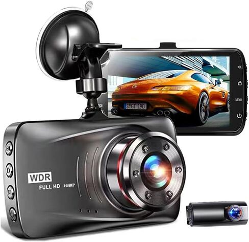 Car on-Dash Mounted Cameras 1440P Full HD Car DVR Dashboard Camera Video Recorder in Car Camera Dashcam for Cars 170 Wide Angle WDR with 3.0" LCD Display Night Vision and G-Sensor H19-black in Saudi Arabia