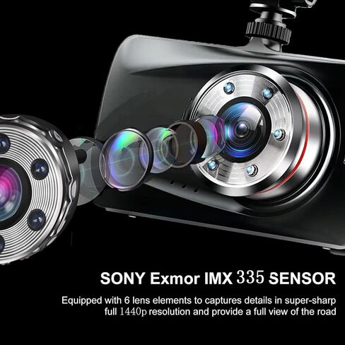 Car on-Dash Mounted Cameras 1440P Full HD Car DVR Dashboard Camera Video Recorder in Car Camera Dashcam for Cars 170 Wide Angle WDR with 3.0" LCD Display Night Vision and G-Sensor H19-black in Saudi Arabia