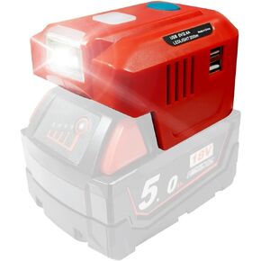 200W Power Inverter Generator Fit for Milwaukee M18 18V Battery, DC 18V to AC 110V-120V Portable Power Station with USB Type C Fast Charging and LED Light USB Charger Adapter