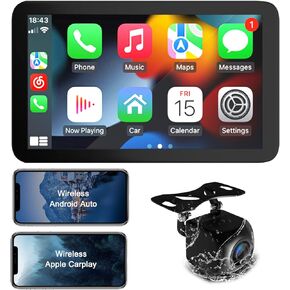 2023 Newest Upgrade 7Inch Portable Car Stereo with Wireless Apple CarPlay & Android Auto IPS Touch Screen, MirrorLink/Backup Camera/Voice Control/ Bluetooth5.0/AUX/USB/TF/FM/Airplay in Kuwait