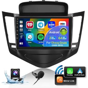 Roinvou 2+64G Android Radio Dash Kit for Chevrolet Chevy Cruze 2009-2014, 9" Touchscreen CarPlay Android Auto with HiFi GPS Navigation Bluetooth WiFi FM RDS Radio Backup Camera