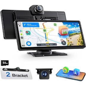 10.26 بوصة Apple Carplay وAndroid Auto، ستيريو سيارة محمول مع كاميرا داش 4K، كاميرا احتياطية 1080P، شاشة Drivemate Carplay مع بلوتوث/ملاحة/MirrorLink (صوت 4K BT (مكبر صوت Pro)) in Kuwait