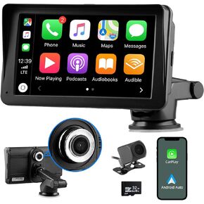 ستيريو سيارة محمول مع Apple Carplay وAndroid Auto اللاسلكي، راديو سيارة بشاشة لمس 7 بوصة مع كاميرا داش 2K، كاميرا احتياطية 1080 بكسل، بلوتوث، FM، وصلة مرآة، كابل AUX، بطاقة TF 32 جيجا in Kuwait