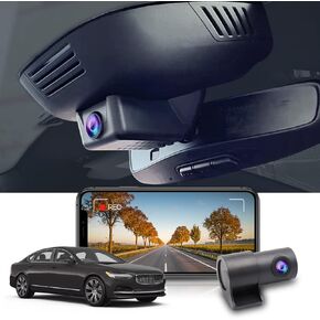 كاميرا Fitcamx 4K Dash Cam مناسبة لـ فولفو V90 XC60 S90 2022 2023 2024 B5 B6 T8 (الطراز B)، مظهر مصنع OEM، فيديو 2160P UHD، تسجيل حلقة WiFi، اكتشاف الاصطدام، سهل التركيب، بطاقة 64 جيجابايت in Kuwait