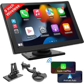 IYING 9 Inch Portable Car Stereo Wireless CarPlay & Android Auto Touchscreen Receiver with Bluetooth, GPS Navigation, Mirror Link, and 4 Ways for Sounding in Kuwait