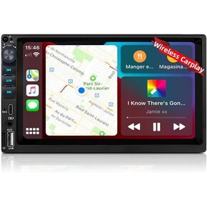 2023 جديد لاسلكي أبل كاربلاي سيارة ستيريو مزدوج الدين 7 بوصة تعمل باللمس بلوتوث لاسلكي أندرويد السيارات راديو FM USB نوع-C كاميرا احتياطية in Kuwait