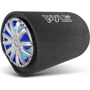 PyleUsa 10-Inch Carpeted Subwoofer Tube Speaker - 500 Watt, High Powered Car Audio Sub Bass Enclosure System with 2'' Aluminum Voice Coil, Rear Vented Design - PLTAB101,Black