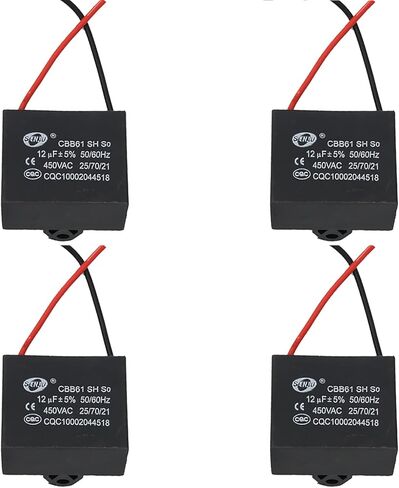 مكثف مولد CBB61 450 فولت تيار متردد 50/60 هرتز 12uF 2 سلك معدني من البولي بروبلين لمعدات المحركات الصغيرة ومحرك مروحة السقف (4 قطع) من ستارك كيه in Kuwait