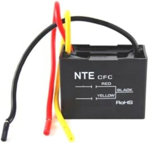 NTE Electronics مكثف مروحة سقف بوليستر CFC-6/14 من سلسلة CFC، 3 أسلاك، 125/250 فولت تيار متردد، سعة 6/14 Μf in Kuwait
