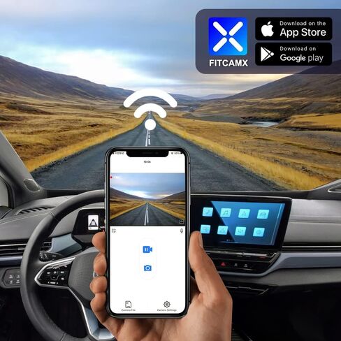Fitcamx 4K Dash Cam Adapts for Volkswagen ID.4 2021-2025 & Audi Q4 e-tron Sportback 2022-2026, OEM Factory Look, 2160P UHD Video, WiFi & APP, Loop Recording, G-Sensor, Easy to Install, 64GB Card in Kuwait