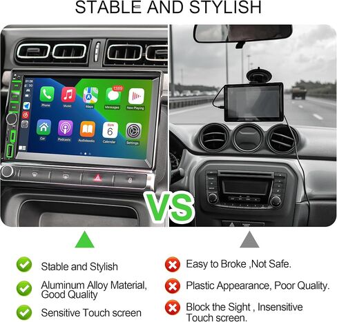 [ترقية] CarPlay/Android Auto، ستيريو سيارة مزدوج الدين متوافق مع التحكم الصوتي، شاشة لمس LCD عالية الدقة 7 بوصة، بلوتوث، مضخم صوت، منفذ USB/Type-C/SD، مستقبل راديو السيارة A/FM، كاميرا احتياطية in Kuwait