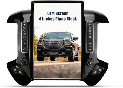 AuCar لـ GMC Sierra شيفروليه سيلفرادو 2015-2019 وحدة رأس راديو السيارة، 14.4 بوصة طراز Tesla Android 11 8+128 جيجابايت مشغل فيديو ستيريو متعدد الوسائط للسيارة متوافق مع شاشة OEM مقاس 8 بوصات - رمادي فضي in Kuwait