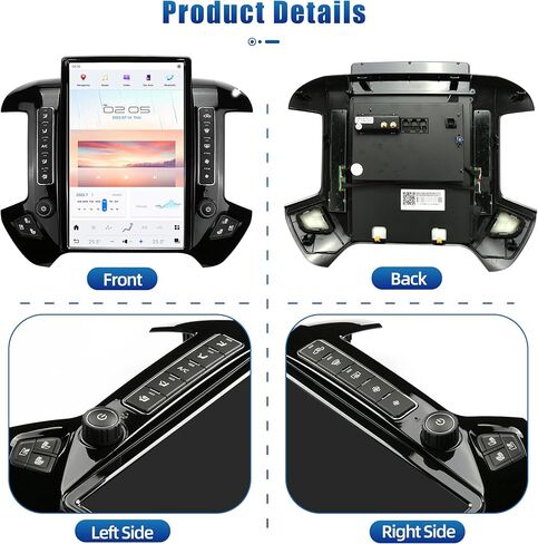 AuCar لـ GMC Sierra شيفروليه سيلفرادو 2015-2019 وحدة رأس راديو السيارة، 14.4 بوصة طراز Tesla Android 11 8+128 جيجابايت مشغل فيديو ستيريو متعدد الوسائط للسيارة متوافق مع شاشة OEM مقاس 8 بوصات - رمادي فضي in Kuwait