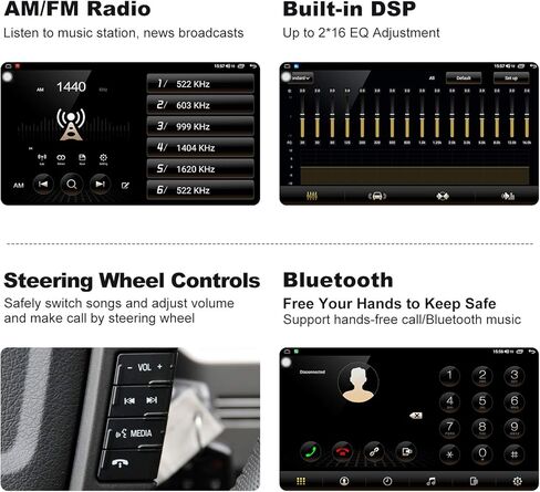 13.3 Inch Double Din Car Stereo for Ford F150 Focus Wireless CarPlay Wireless Android Auto Rotatable Touchscreen 8-Core 4G+64G Android Car Radio Tesla Style AM/FM GPS Navigation Bluetooth WiFi 2 Din in Kuwait