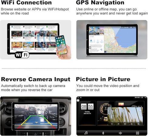 13.3 Inch Double Din Car Stereo for Ford F150 Focus Wireless CarPlay Wireless Android Auto Rotatable Touchscreen 8-Core 4G+64G Android Car Radio Tesla Style AM/FM GPS Navigation Bluetooth WiFi 2 Din in Kuwait