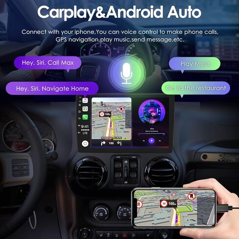 هيزبو ستيريو سيارة جيب رانجلر جيه كيه 2007-2018، شاشة لمس QLED مقاس 10.1 انش في لوحة العدادات ونظام تحديد المواقع متوافق مع كاربلاي اندرويد وراديو تلقائي وبلوتوث وواجهة الطقس وUSB 8 كور 4+32G in Kuwait