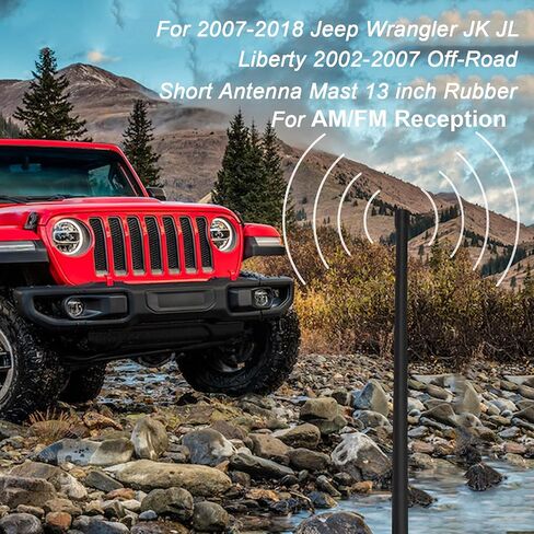 RED WOLF for 2007-2022 Jeep Wrangler JK JL JLU Rubicon Sahara Off-Road Short Antenna Mast 13 inch Flexible Rubber Replacement AM/FM Reception Radio Antenna in Saudi Arabia
