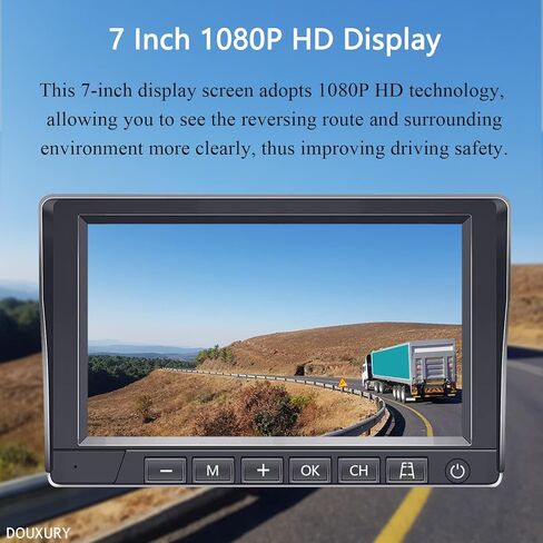 نظام كاميرا احتياطية مغناطيسية لاسلكية تعمل بالطاقة الشمسية للسيارة RV Truck Trailer 5th Wheel Pickup Camper Bus، شاشة 1080P HD 7 بوصة + كاميرا IP69 مقاومة للماء للرؤية الخلفية قابلة لإعادة الشحن مع مغناطيس البطارية in Kuwait