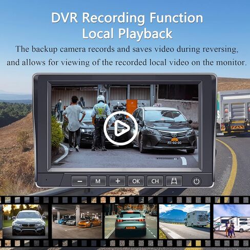 نظام كاميرا احتياطية مغناطيسية لاسلكية تعمل بالطاقة الشمسية للسيارة RV Truck Trailer 5th Wheel Pickup Camper Bus، شاشة 1080P HD 7 بوصة + كاميرا IP69 مقاومة للماء للرؤية الخلفية قابلة لإعادة الشحن مع مغناطيس البطارية in Kuwait