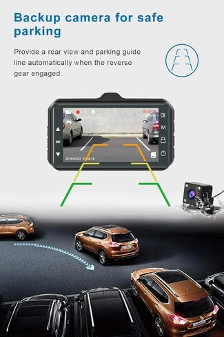 كاميرا اندفاعة للسيارات الأمامية والخلفية CHORTAU كاميرا اندفاعة مزدوجة 3 بوصة Dashcam Full HD 170 درجة كاميرا احتياطية بزاوية واسعة مع رؤية ليلية WDR G-Sensor مراقبة وقوف السيارات حلقة تسجيل كشف الحركة in Kuwait