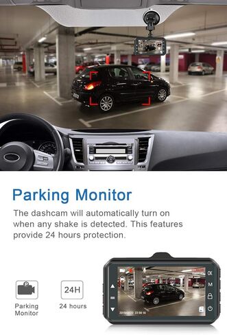 كاميرا اندفاعة للسيارات الأمامية والخلفية CHORTAU كاميرا اندفاعة مزدوجة 3 بوصة Dashcam Full HD 170 درجة كاميرا احتياطية بزاوية واسعة مع رؤية ليلية WDR G-Sensor مراقبة وقوف السيارات حلقة تسجيل كشف الحركة in Kuwait