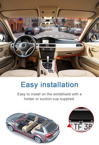 كاميرا اندفاعة للسيارات الأمامية والخلفية CHORTAU كاميرا اندفاعة مزدوجة 3 بوصة Dashcam Full HD 170 درجة كاميرا احتياطية بزاوية واسعة مع رؤية ليلية WDR G-Sensor مراقبة وقوف السيارات حلقة تسجيل كشف الحركة in Kuwait