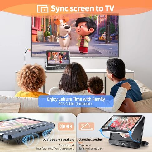 مشغل دي في دي مزدوج محمول 10.5 انش مع مدخل HDMI، مشغل دي في دي ارافونا للسيارة بشاشة مزدوجة لتشغيل نفس او فيلمين مختلفين، مشغل دي في دي لمسند الراس يدعم فيديو HD 1080P ومنفذ USB/SD، ذاكرة اخر in Kuwait