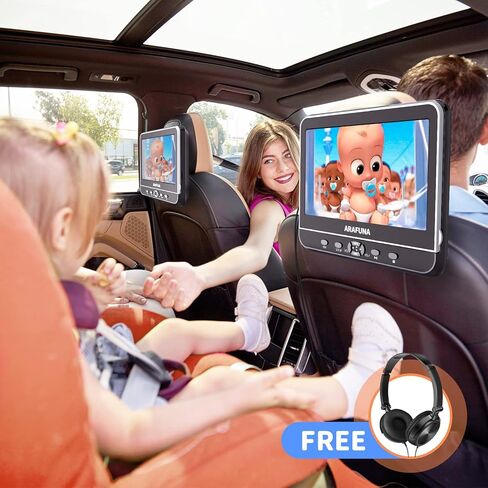 مشغل دي في دي مزدوج محمول 10.5 انش مع مدخل HDMI، مشغل دي في دي ارافونا للسيارة بشاشة مزدوجة لتشغيل نفس او فيلمين مختلفين، مشغل دي في دي لمسند الراس يدعم فيديو HD 1080P ومنفذ USB/SD، ذاكرة اخر in Kuwait