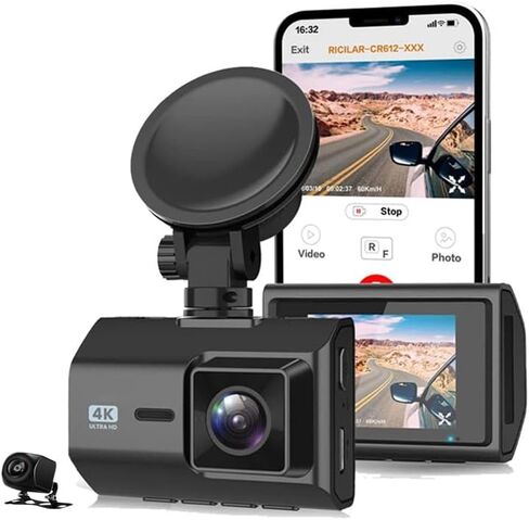 كاميرا داش كام أمامية وخلفية، كاميرات داش كام 4K + 1080P للسيارات مع واي فاي GPS مدمج، كاميرا شاشة IPS 2 بوصة مستشعر سوني، تأتي مع بطاقة 128G U3، رؤية ليلية، زاوية واسعة 170 درجة، WDR، وضع انتظار 24 ساعة in Kuwait