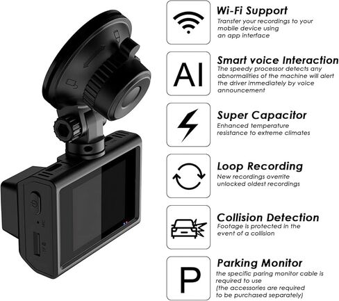 كاميرا داش كام أمامية وخلفية، كاميرات داش كام 4K + 1080P للسيارات مع واي فاي GPS مدمج، كاميرا شاشة IPS 2 بوصة مستشعر سوني، تأتي مع بطاقة 128G U3، رؤية ليلية، زاوية واسعة 170 درجة، WDR، وضع انتظار 24 ساعة in Kuwait