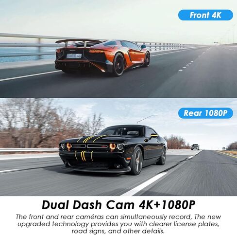 كاميرا داش كام أمامية وخلفية، كاميرات داش كام 4K + 1080P للسيارات مع واي فاي GPS مدمج، كاميرا شاشة IPS 2 بوصة مستشعر سوني، تأتي مع بطاقة 128G U3، رؤية ليلية، زاوية واسعة 170 درجة، WDR، وضع انتظار 24 ساعة in Kuwait