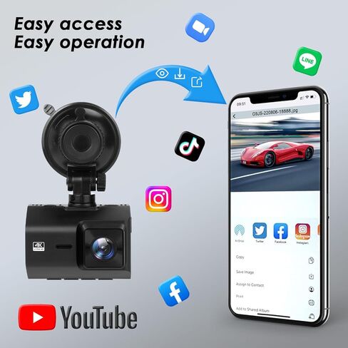 كاميرا داش كام أمامية وخلفية، كاميرات داش كام 4K + 1080P للسيارات مع واي فاي GPS مدمج، كاميرا شاشة IPS 2 بوصة مستشعر سوني، تأتي مع بطاقة 128G U3، رؤية ليلية، زاوية واسعة 170 درجة، WDR، وضع انتظار 24 ساعة in Kuwait