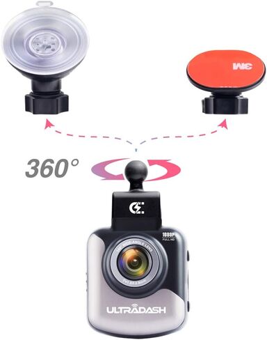 UltraDash Dash Cam, Magnetic Charging Mount, HDR High-end Night Image Sensor, 6 Layers Glass F1.8 140 Degree Wide Angle Lens, G-Sensor, 2 Inch LCD, Super Capacitor, Loop Recording in Kuwait