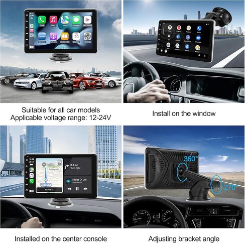Upgarded 2023 Wireless Carplay&Android Auto,7" HD IPS Touchscreen,Portable Car Stereo with Mirror Link,Bluetooth,Backup Camera,AUX/USB/TF,Automatic Multimedia Player,Trucks SUVs Pickups RVs Vans in Saudi Arabia