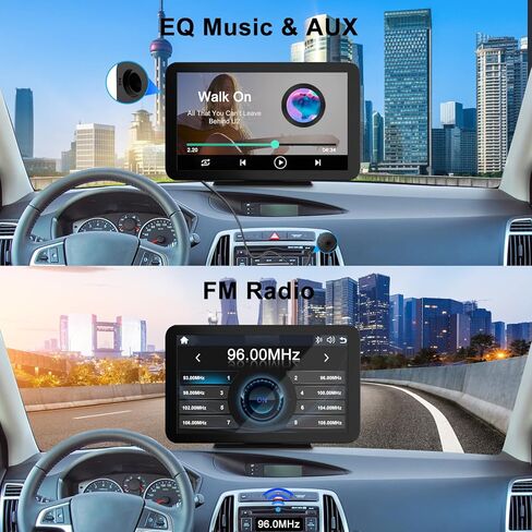2023 Newest Upgrade 7Inch Portable Car Stereo with Wireless Apple CarPlay & Android Auto IPS Touch Screen, MirrorLink/Backup Camera/Voice Control/ Bluetooth5.0/AUX/USB/TF/FM/Airplay in Kuwait