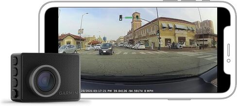 Garmin Dash Cam 47، 1080p و140 درجة FOV، راقب سيارتك أثناء تواجدك بعيدًا مع ميزات متصلة جديدة، 010-02505-00 (متجدد) in Kuwait