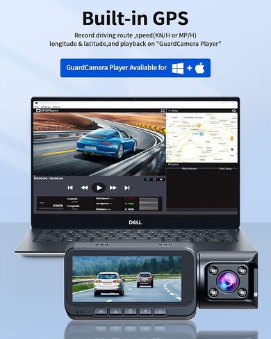 3 Channel Dash Cam 4k with Wi-Fi GPS, 2K+1080P+1080P Triple Dashcam Front and Rear Inside, Wireless Dual Dash Camera for Car with WDR IR Night Vision, 170° Wide Angle Record, 24hr Parking Monitor in Saudi Arabia