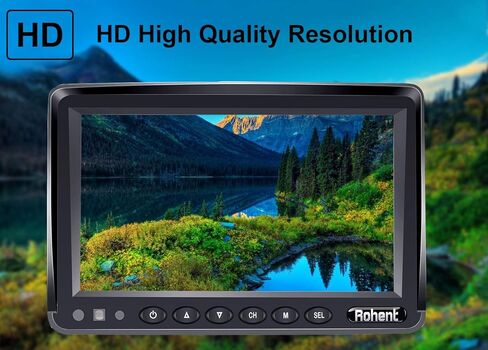 كاميرا DohonesBest ثنائية النسخ الاحتياطي ومجموعة نظام شاشة LCD 7 بوصة للحافلة/الشاحنة/المقطورة / RV/ كامبرز رؤية ليلية IP68 قاعدة مياه مع خطوط دليل تشغيل/إيقاف للصور العادية/العاكسة اختيارية in Kuwait